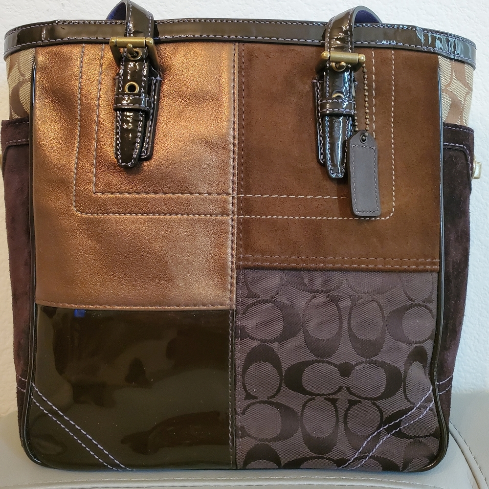 Vintage Coach*Patchwork* Bucket Tote - image 1